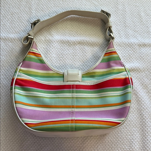 Coach Y2K Hampton Multicolor Rainbow Striped Crescent Vintage Shoulder Bag - Picture 2 of 9